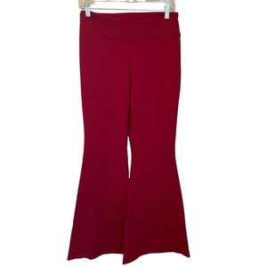 Chatoyant Size L Red Pull On Knit Flare Bell Bottoms Athleisure Made USA Boho